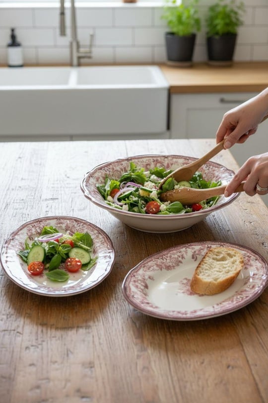 5 Parça Porselen Velour Maroon Salata Kayık Seti
