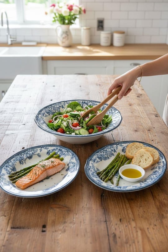 5 Parça Porselen Velour Navy Salata Kayık Seti