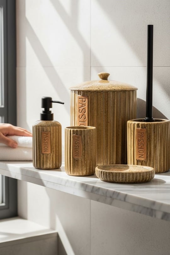 5 Parça Vilya Collection Lüx Brown Banyo Seti