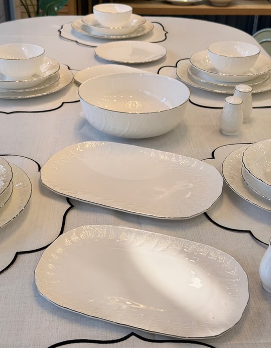 58 Parça 12 Kişilik Porselen Queen Sera Yemek Takımı Silver