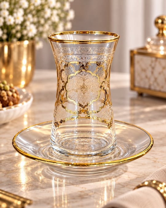 6 Kişilik 12 Parça Premium Gemma Gold Çay Takımı