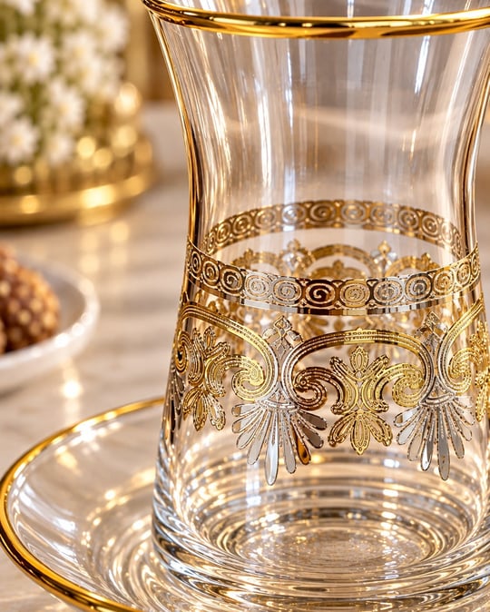 6 Kişilik 12 Parça Sultan Gold Platin Mix Çay Takımı