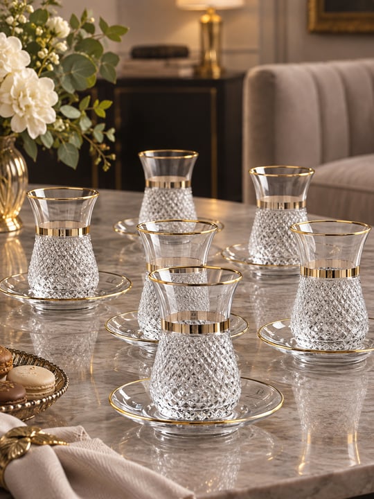 6 Kişilik 12 Parça Verdi Çay Takımı