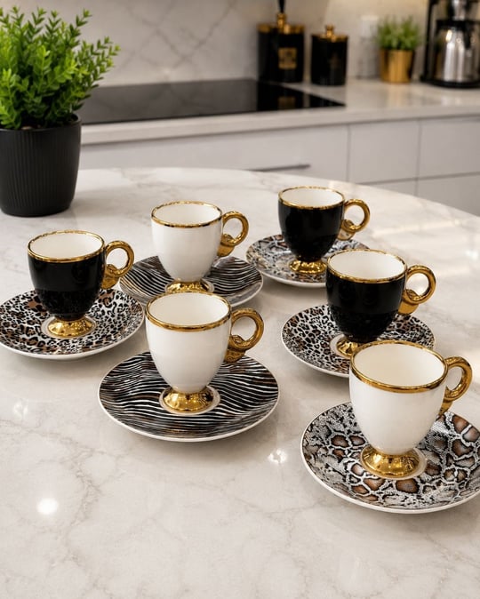 6 Kişilik Porselen Elysıon Kahve Fincanı 