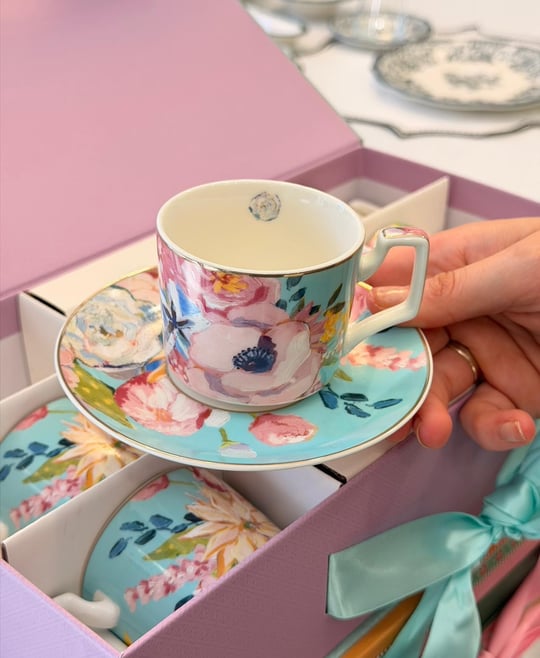 6 Kişilik Porselen Full Bloom Kahve Fincanı 
