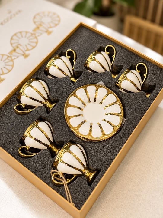 6 Kişilik Porselen Goldies Kahve Fincanı