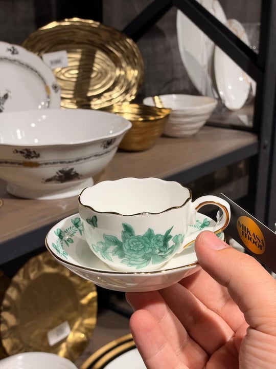 6 Kişilik Porselen Emerald Gardenia Kahve Fincan Takımı