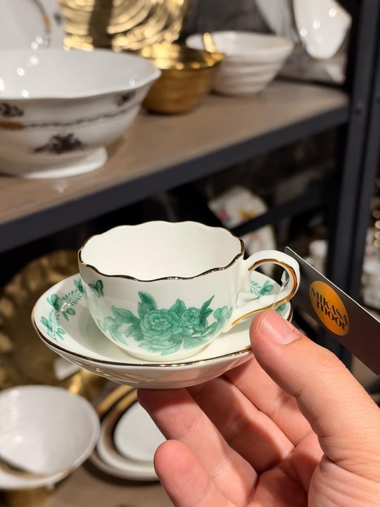 6 Kişilik Porselen Emerald Gardenia Kahve Fincan Takımı
