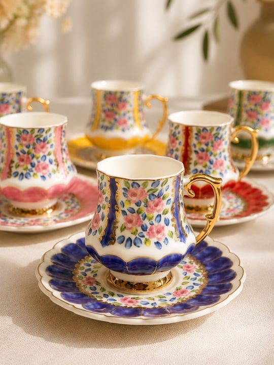 6 Kişilik Porselen Monica Kahve Fincanı 