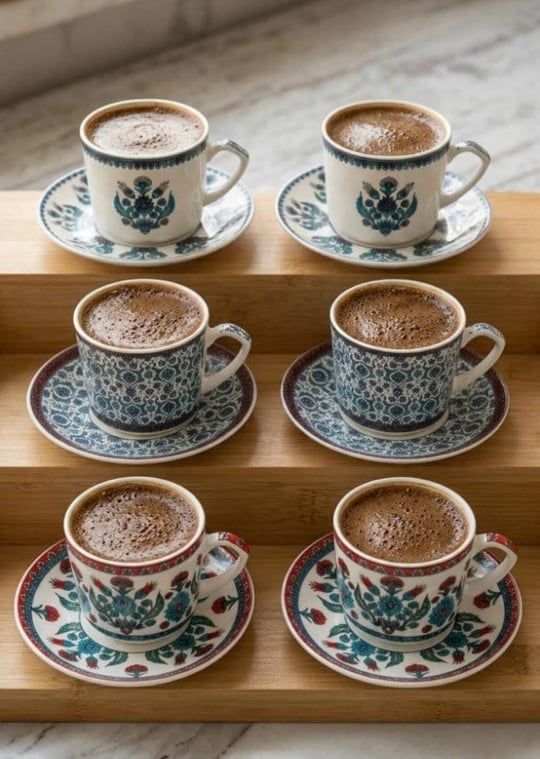 6 Kişilik Porselen Rowena Kahve Fincanı 