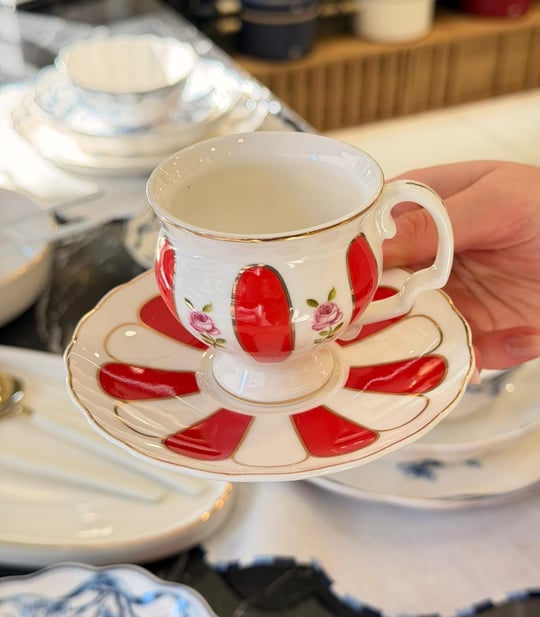 6 Kişilik Porselen Veloura Red Kahve Fincanı 