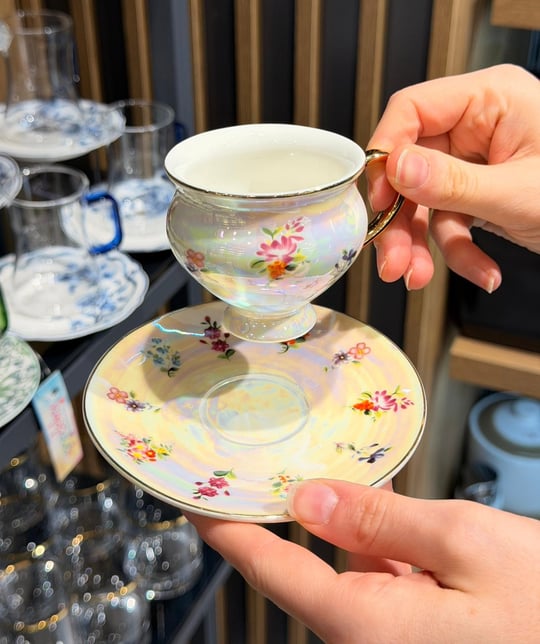 6 Kişilik Sedefli Vintage Çiçek Kahve Fincan Takımı 