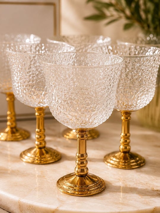 6lı Clear Aurea Gold Ayaklı Kahve Yanı Bardağı