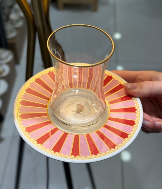 6lı Pink Bird Çay Takımı Seti