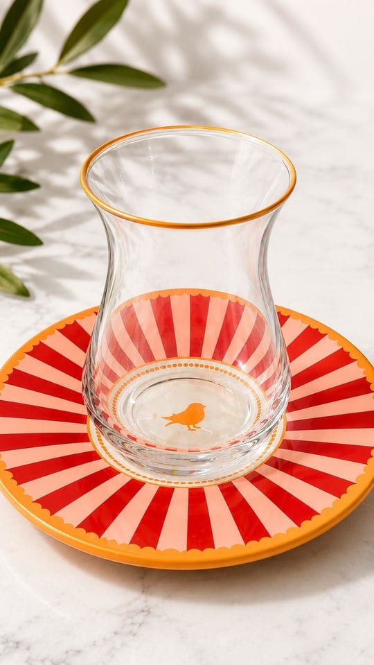 6lı Pink Bird Çay Takımı Seti