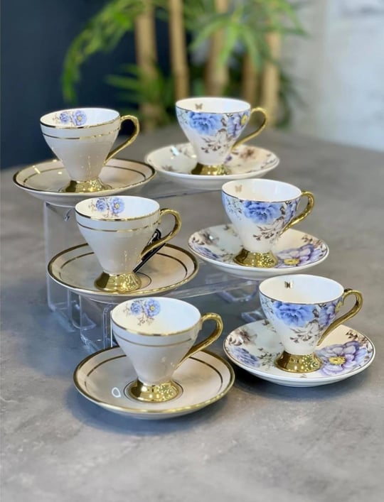 6lı Porselen Royalty Kahve Fincanı 