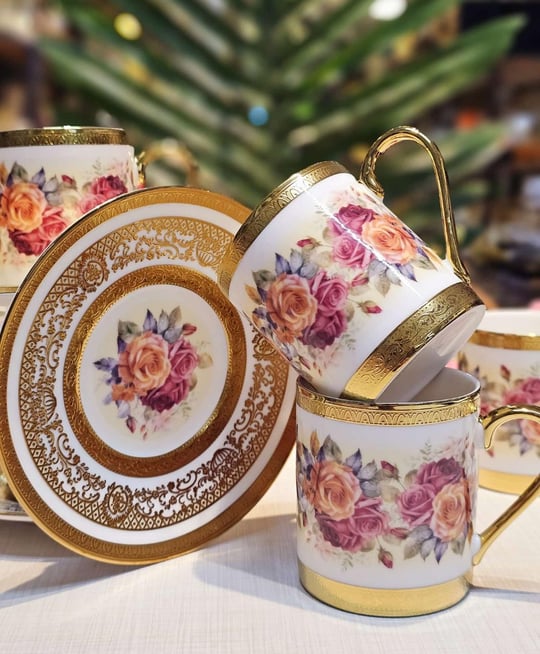 6lı Porselen Velvet Rose Kahve Fincanı 