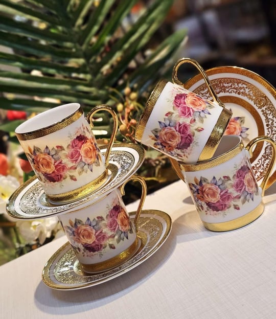 6lı Porselen Velvet Rose Kahve Fincanı 