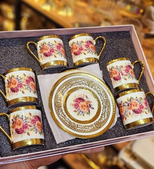 6lı Porselen Velvet Rose Kahve Fincanı 
