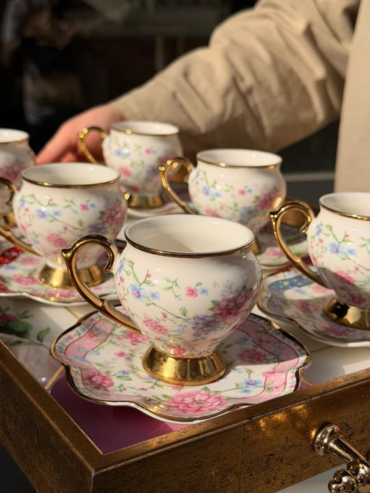 6 Kişilik Sakura Rose Porselen Kahve Fincanı 90 cc