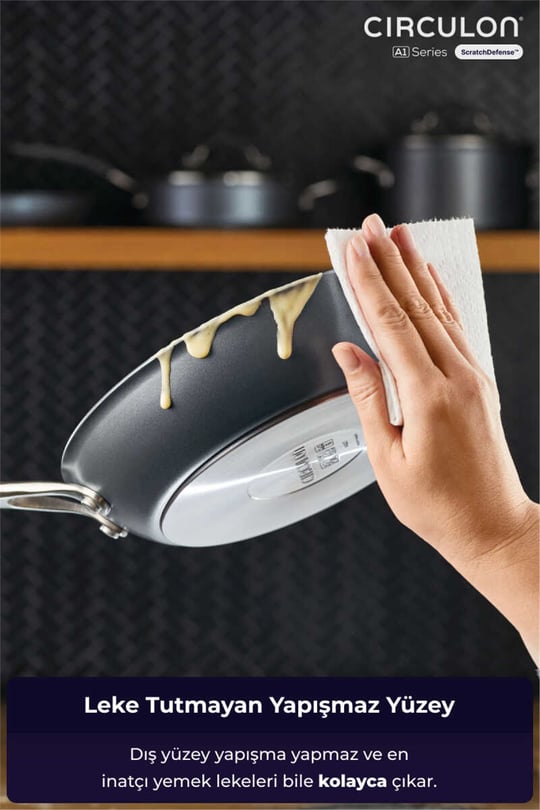 A1 Serisi ScratchDefense Çizilmez Yapışmaz 2li Kızartma Tava Seti - 22 CM & 26 CM