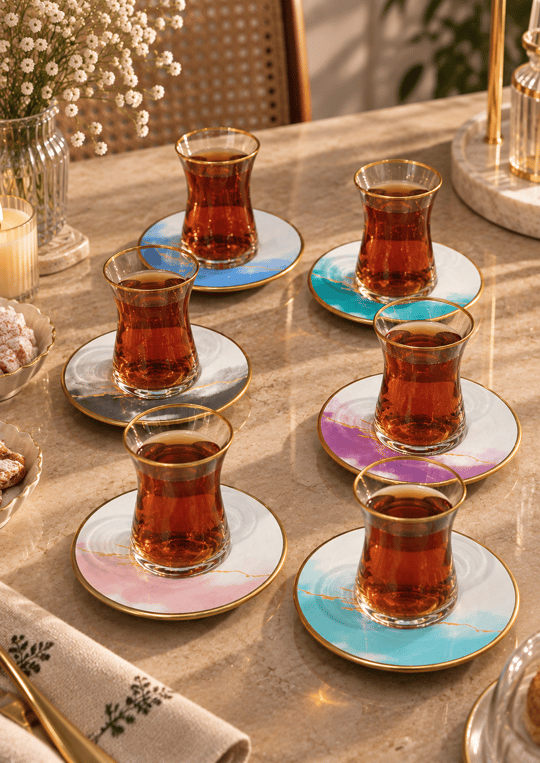 Aura 12 Parça 6 Kişilik Çay Seti