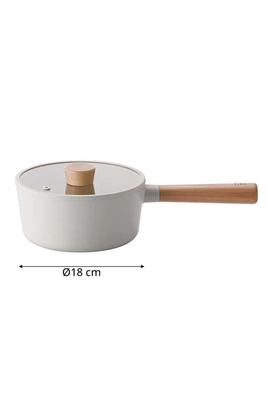 Fika Seramik Kaplama Cam Kapaklı Sos Tenceresi 18 CM - Bej