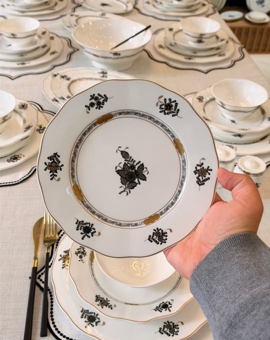 58 Parça 12 Kişilik Porselen Flora Dark Premium Yemek Takımı