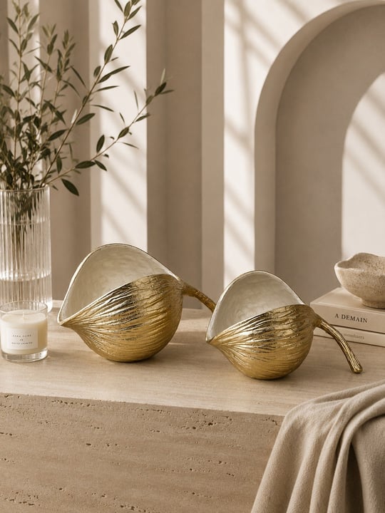 Krem Gold Chestnut Dekoratif Obje - Büyük Boy