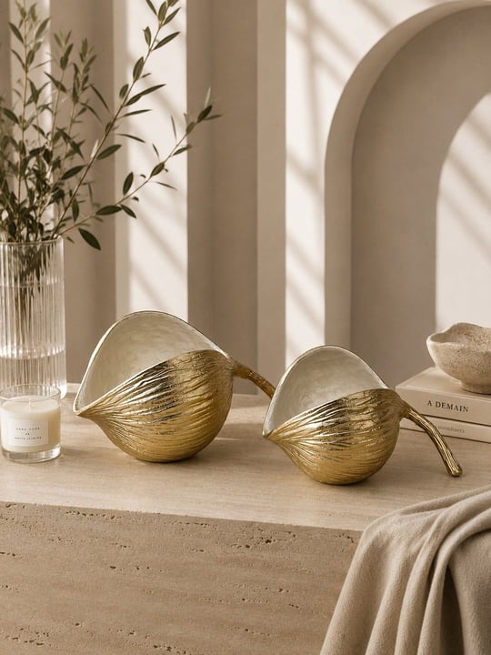 Krem Gold Chestnut Dekoratif Obje - Küçük Boy