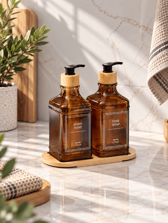 Louvre Bambu Standlı 2li Sıvı Sabunluk - 500 ml