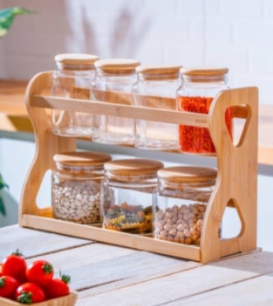 Malibu 9lu Bambu Stand Baharatlık Seti