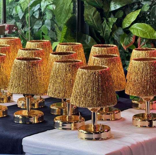 Rafya Kablosuz Masa Lambası Parlak Gold