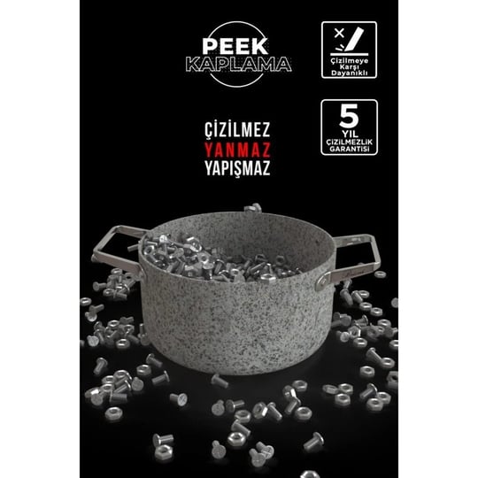 Stone-Age 3 Parça Çizilmez Yanmaz Yapışmaz 24cm Tencere Tava Seti