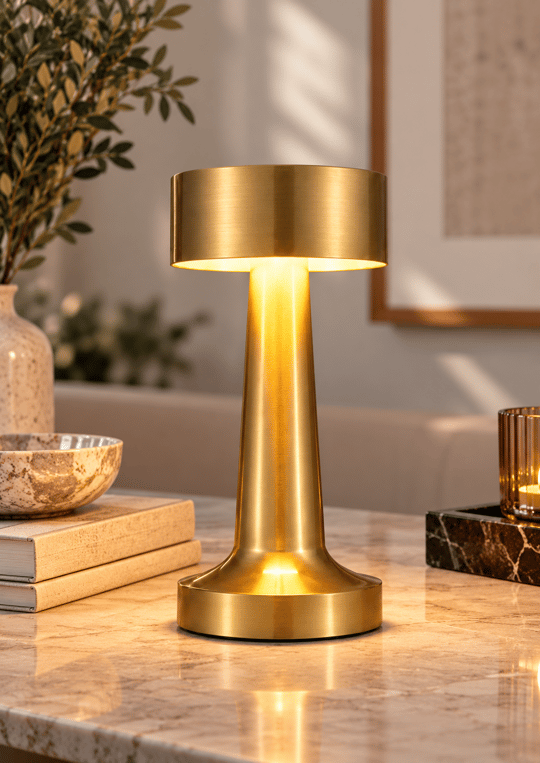 Vellora 3 Işık Modlu Şarjlı Kablosuz LED Masa Lambası - Gold