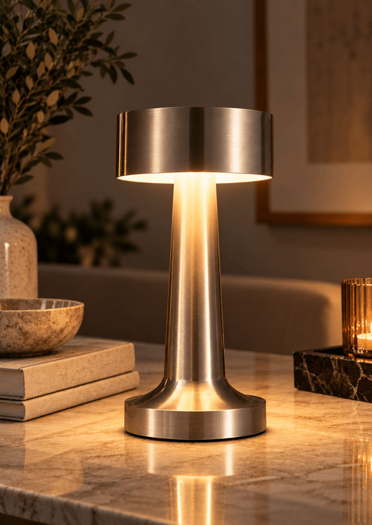 Vellora 3 Işık Modlu Şarjlı Kablosuz LED Masa Lambası - Silver