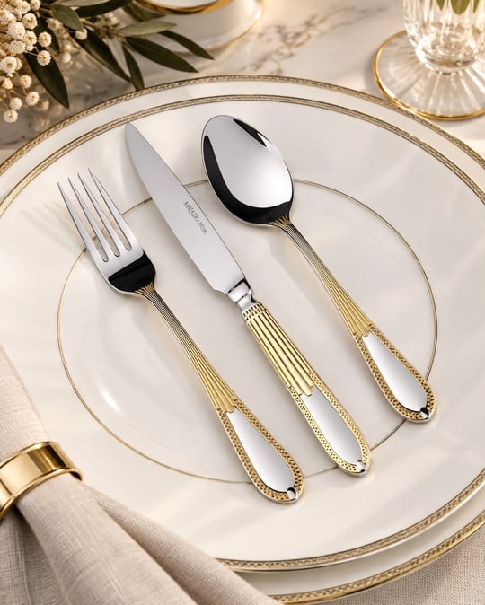 Victoria Gold Mirror 90 Parça Çatal Kaşık Bıçak Seti