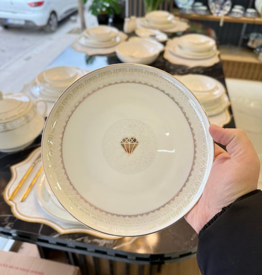 60 Parça Diamond 12 Kişilik Yemek Takımı Gold