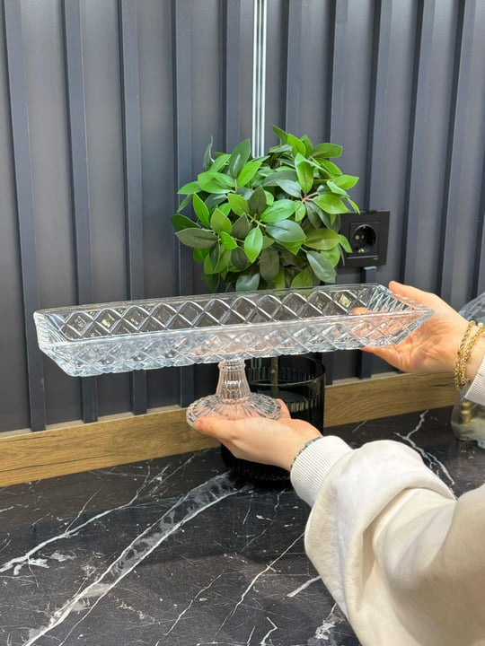  Cam Ayaklı Sunum Tabağı - 40 cm 