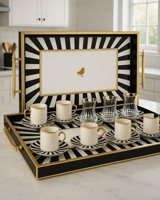 Iwon Black Bird Çay Kahve Seti 25 Parça