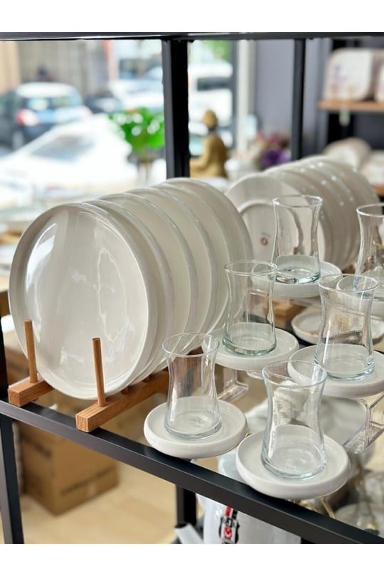 18 Parça Bianco Perla Pasta Tabağı ve Çay Takımı Seti