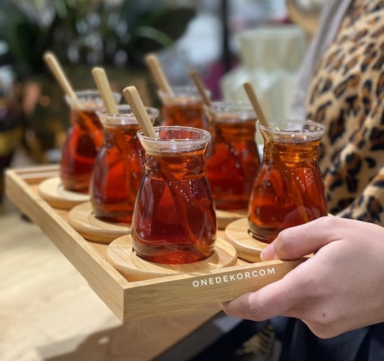 19 Parça Tepsili Bambu Çay Takımı Seti