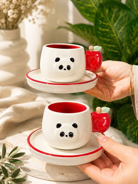 2 Kişilik Panda Coco Porselen Kahve Fincanı Takımı 90 ML