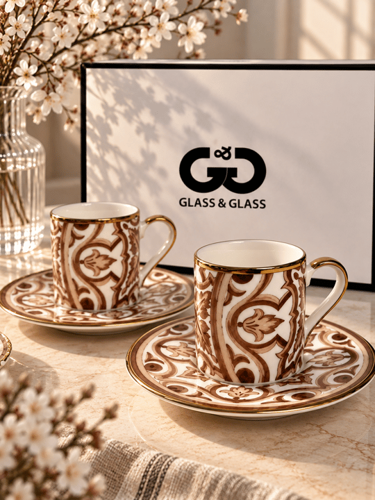 2 Kişilik Porselen Caffe Fiorentino Kahve Fincanı Takımı
