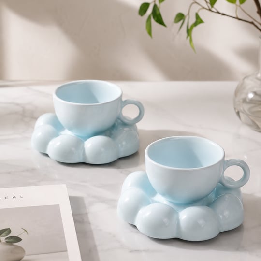 2 Kişilik Puffy Blue Kahve Fincanı