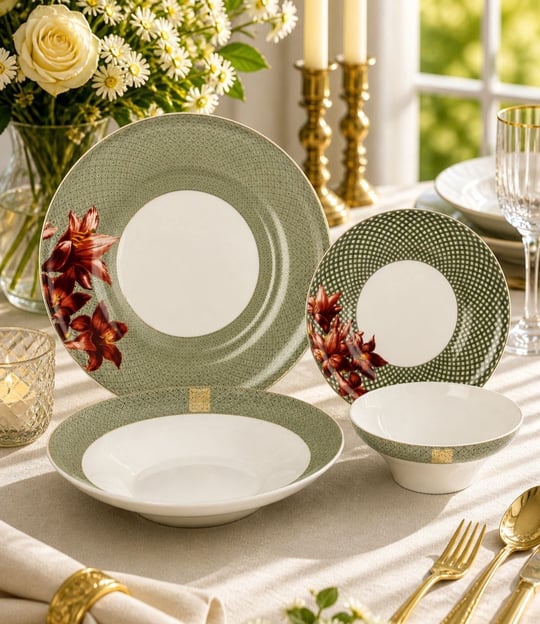24 Parça Porselen Exotic Frame Yemek Takımı