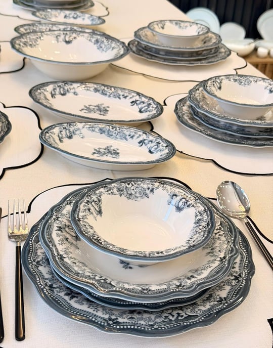 29 Parça 6 Kişilik Porselen Yemek Takımı Velour Antrasit