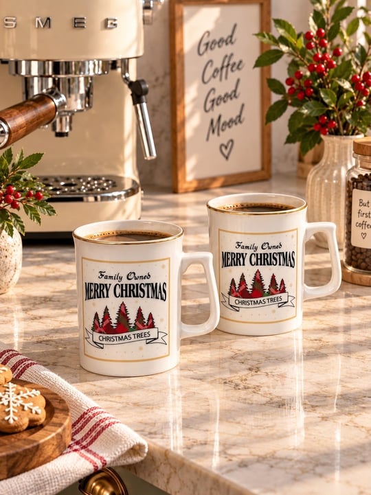 2li Christmas Porselen Kupa Seti 