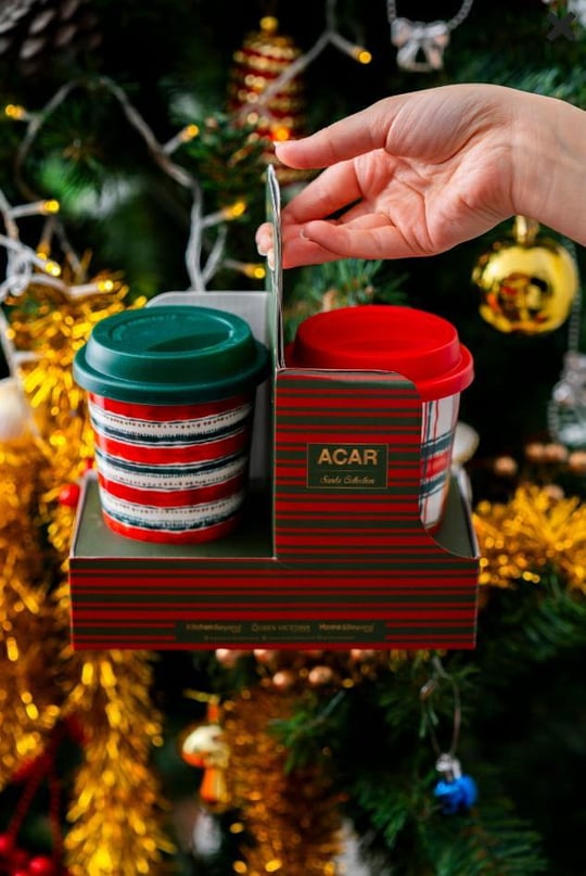 2'li Kupa Seti Santa Starbuc Hediye Kutulu