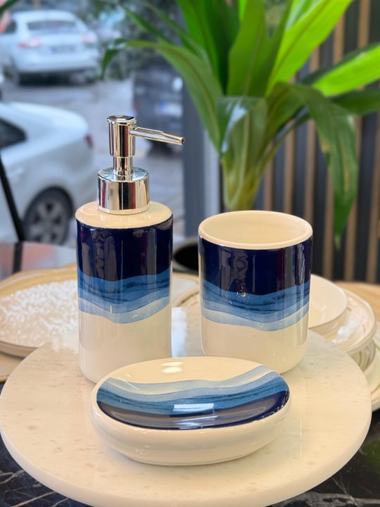 3 Parça Blue Banyo Seti